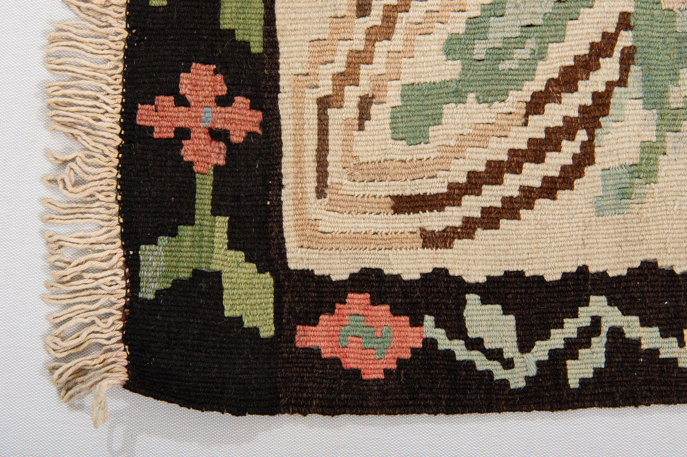 Hand-Woven  Caucasian Kilim KARABAGH with Flowers For Sale