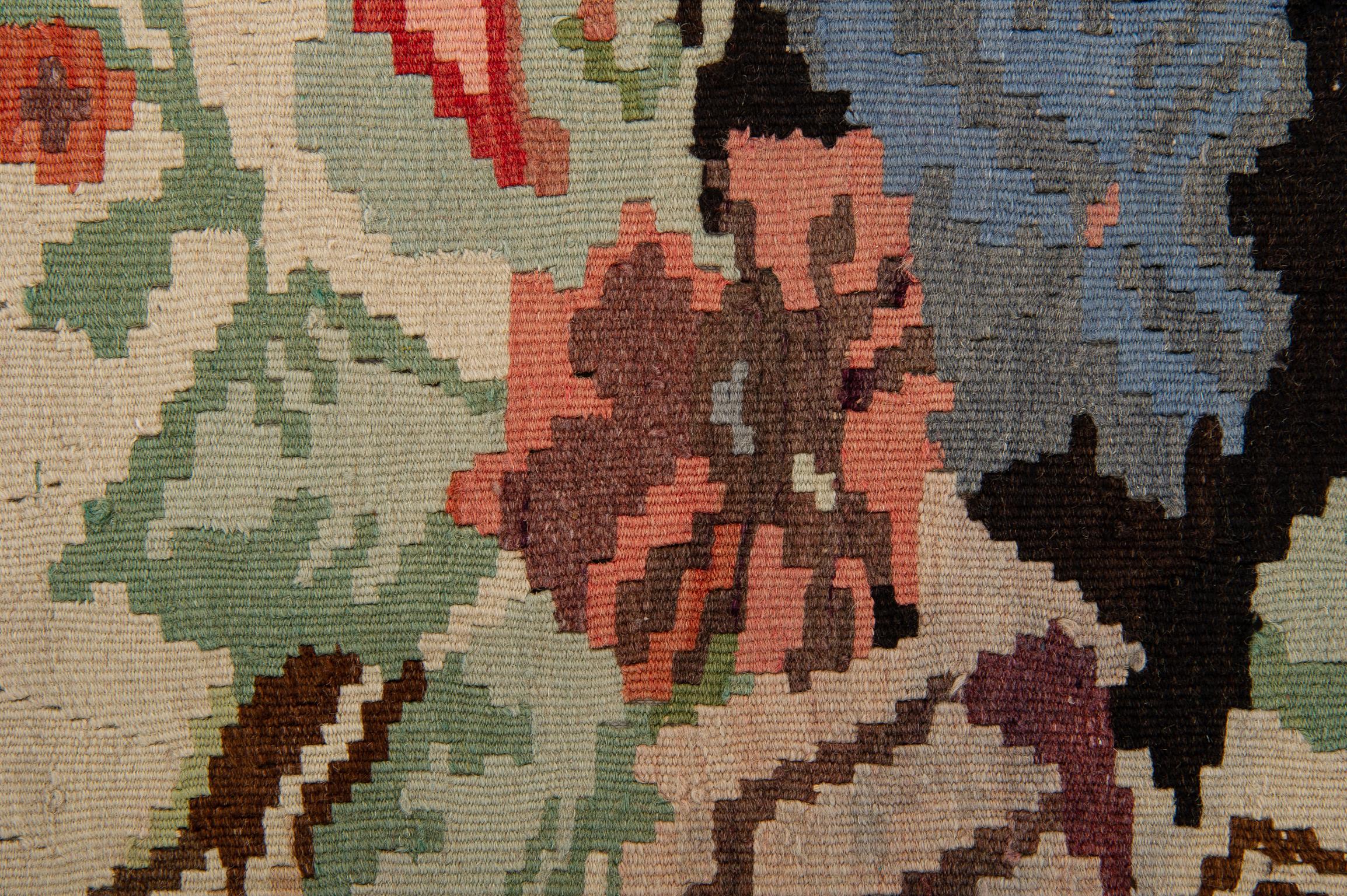 Wool  Caucasian Kilim KARABAGH with Flowers For Sale