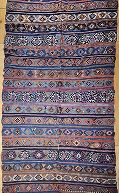 Antiker kaukasischer Shirvan-Kelim, handgewebt aus Wolle, geometrisches Muster, 1880er Jahre, 5' x 10'