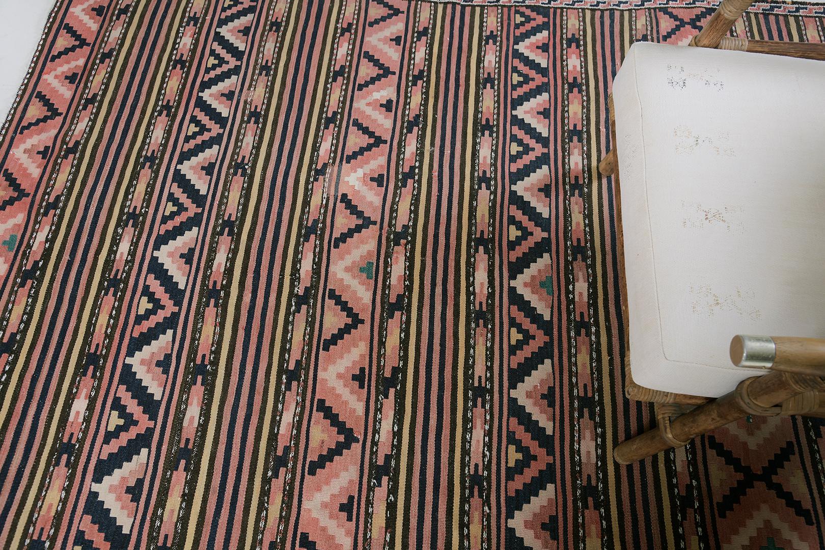 Hand-Knotted Vintage Caucasian Kilim Rug For Sale