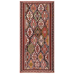 Tapis Kilim caucasien tribal vintage à tissage plat 6' x 11'9"