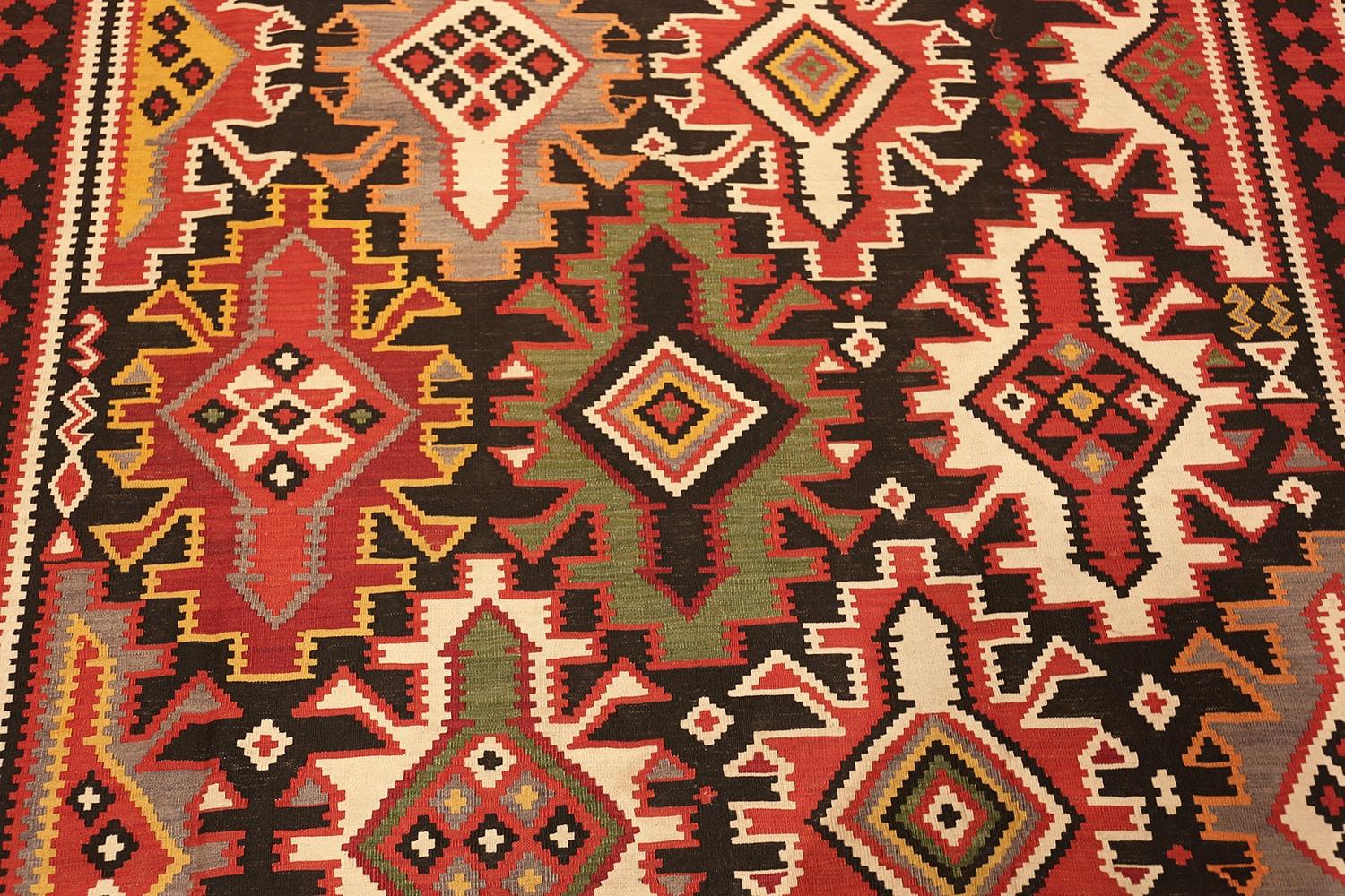 Hand-Woven Vintage Caucasian Kilim Rug. Size: 6 ft x 11 ft 9 in For Sale