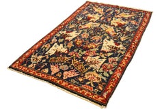 Tappeto vintage caucasico in lana blu navy Karabakh 'Qarabag', 1940 ca.