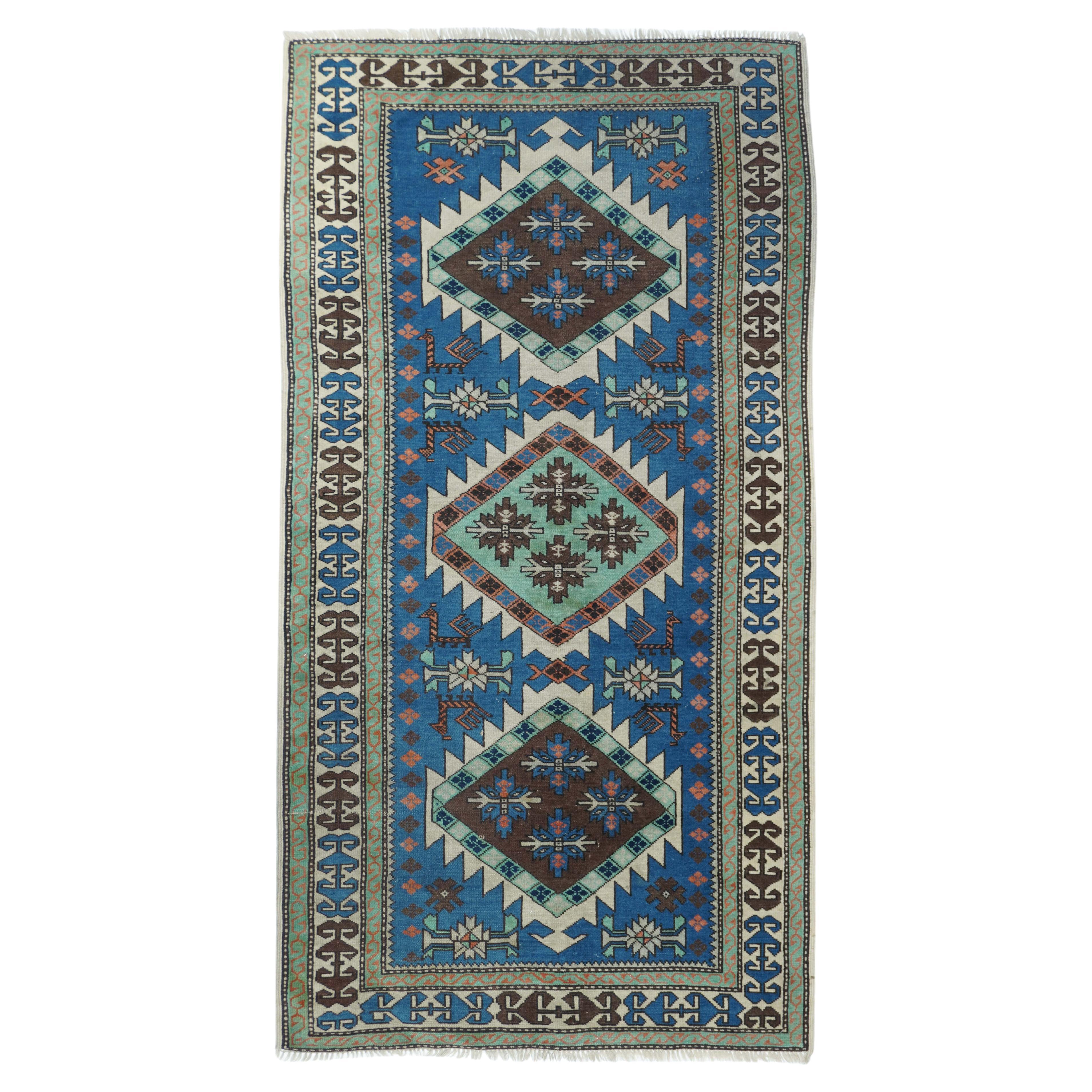 Kaukasischer Teppich im Vintage-Stil 3'6'' x 6'9''