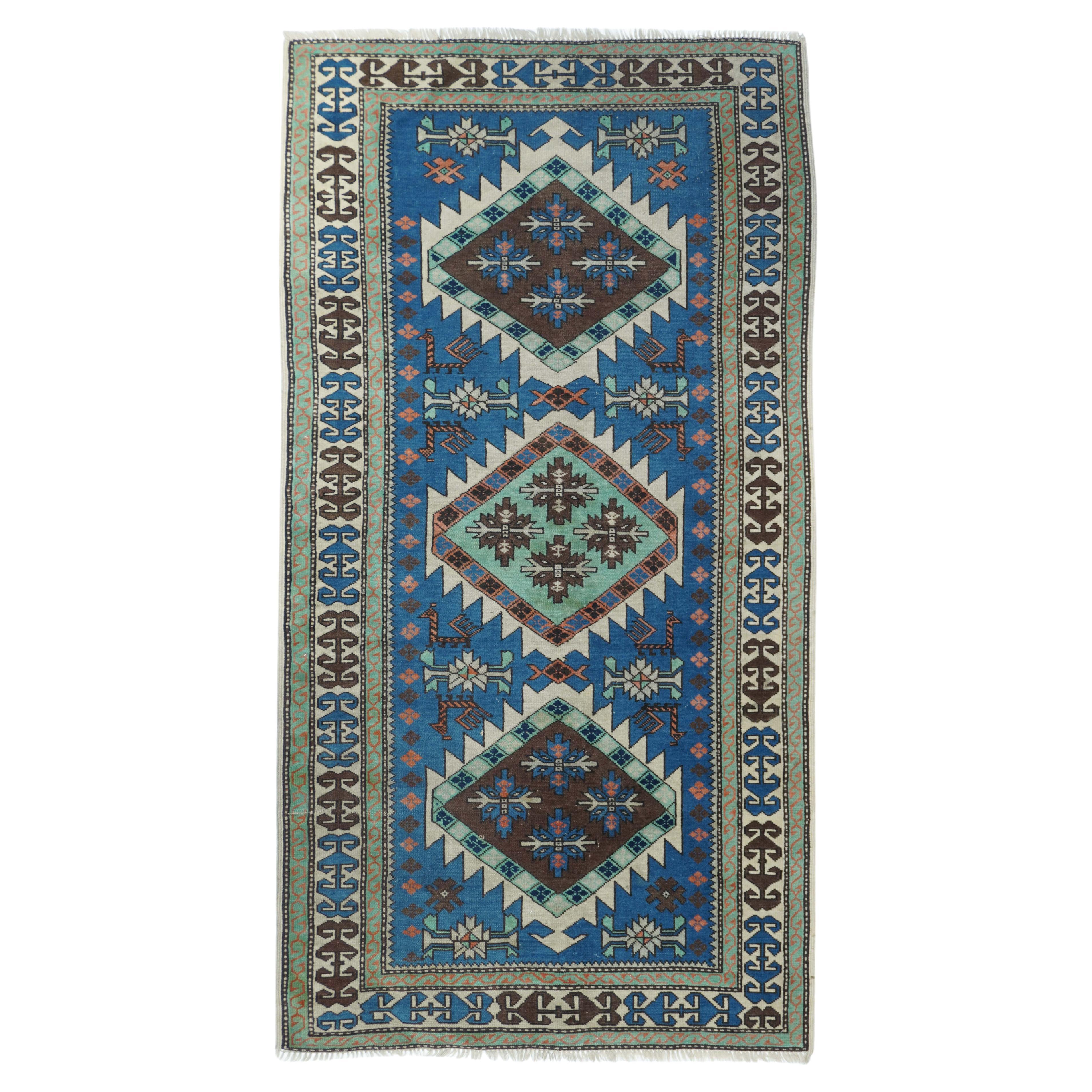 Vintage Caucasian Rug 3'6'' x 6'9'' For Sale