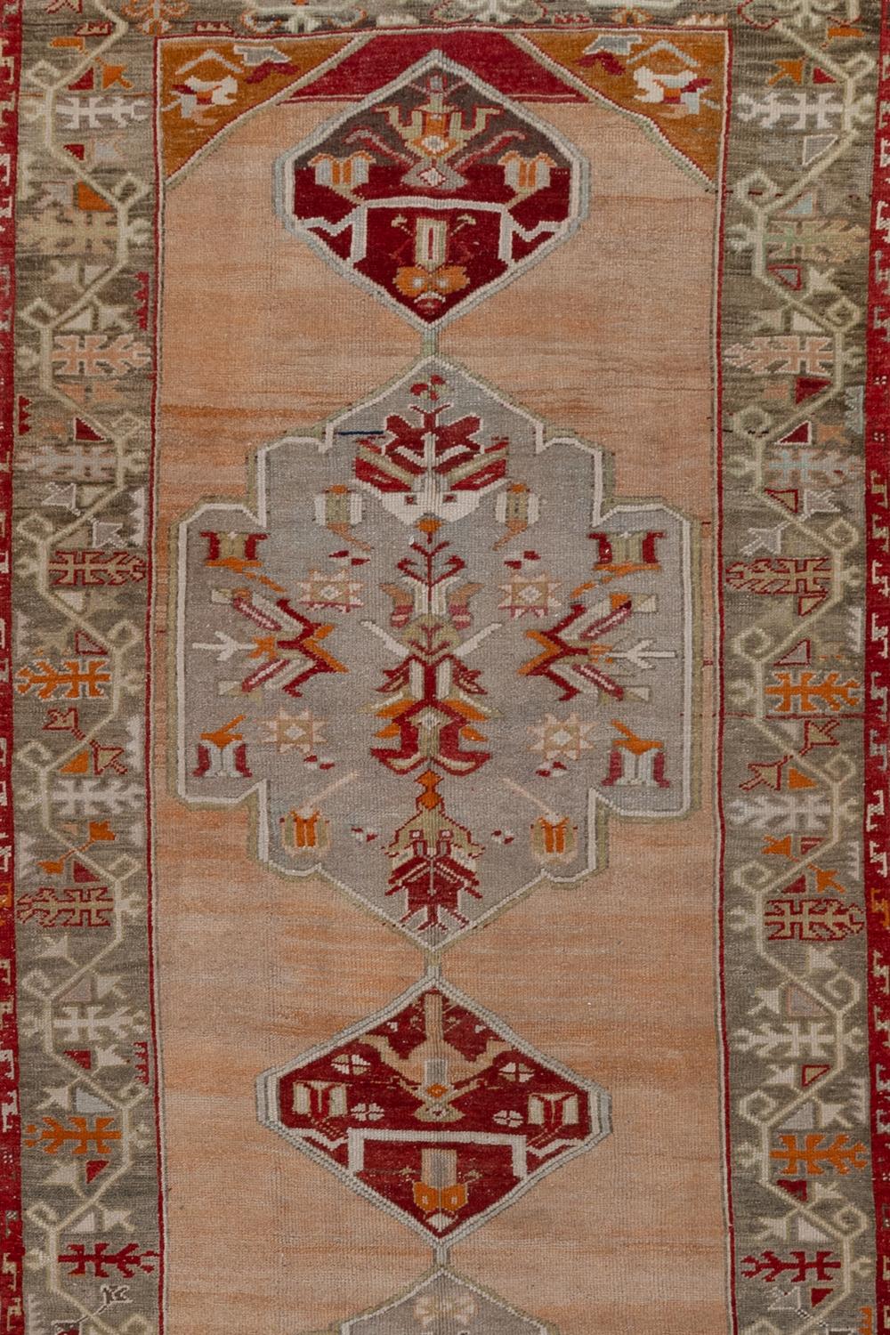 Vintage Turkish runner, 70 years. Low shaved pile. Traditional Seljuk motif. Incredibly unique and beautiful piece. Contact for more details.

Wear notes: none

Vintage rugs are made by hand over the course of months, sometimes years. Their