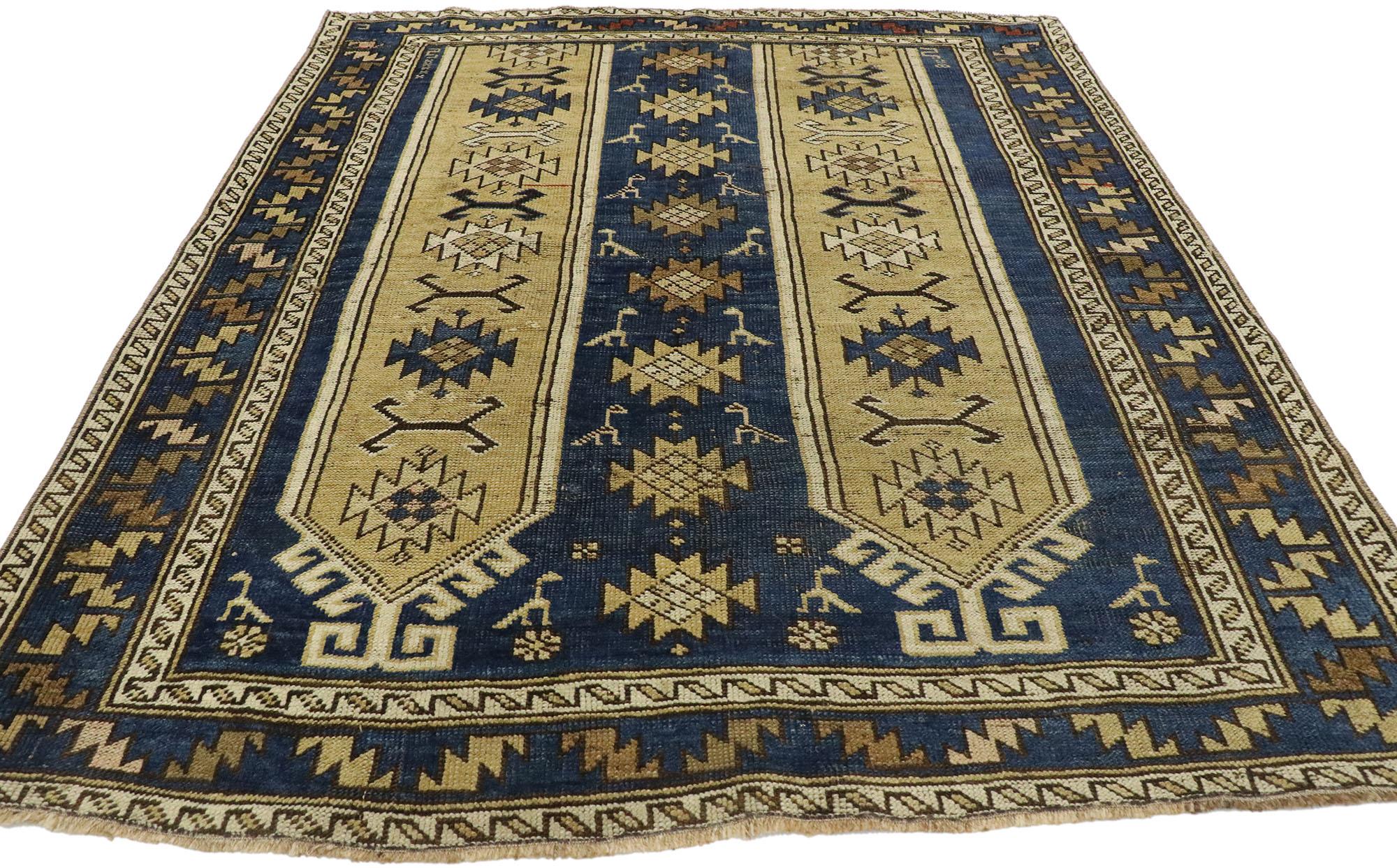 Turkish Vintage Caucasian Shirvan Prayer Rug with Mid-Century Modern Tribal Style For Sale