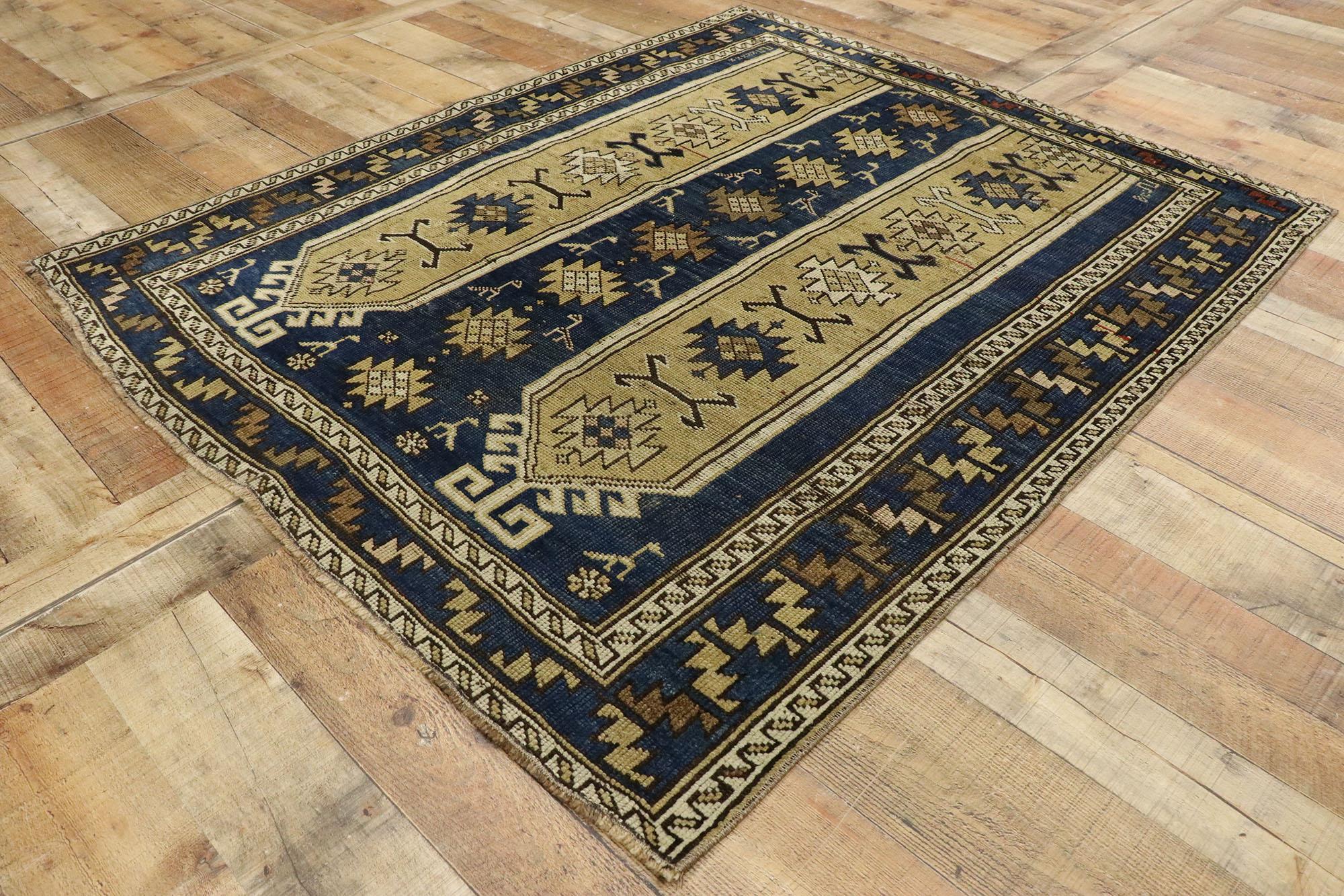 20th Century Vintage Caucasian Shirvan Prayer Rug with Mid-Century Modern Tribal Style For Sale