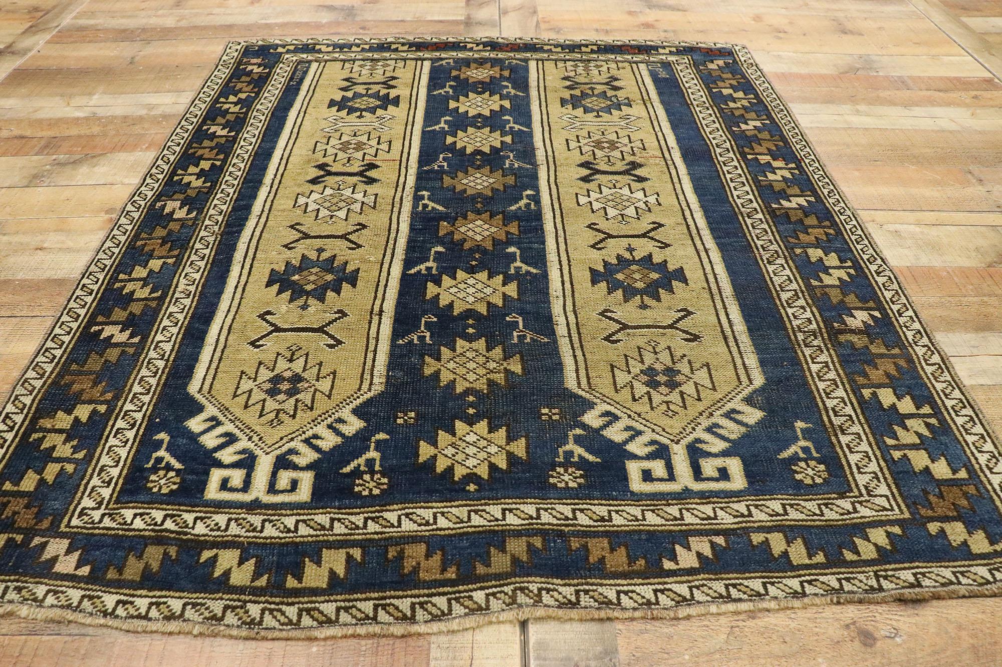 Vintage Caucasian Shirvan Prayer Rug with Mid-Century Modern Tribal Style For Sale 1