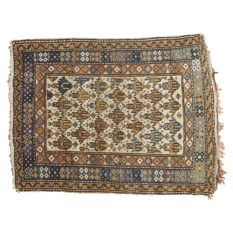 Vintage Caucasian Square Rug For Sale at 1stDibs
