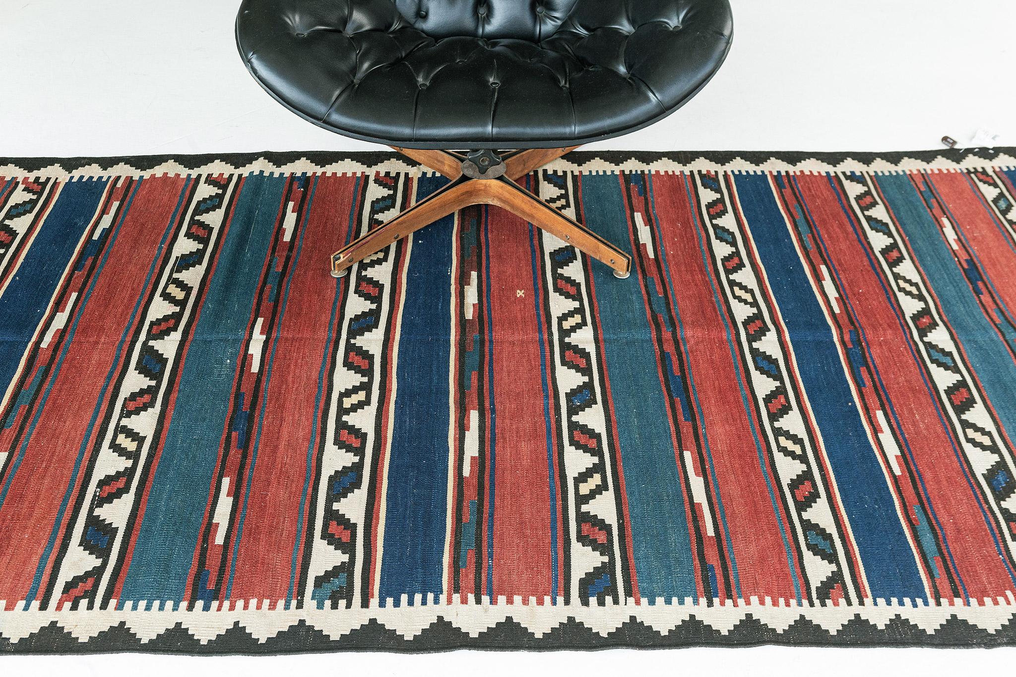 Hand-Knotted Vintage Caucasian Tribal Shirvan Kilim Rug For Sale