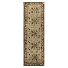 Vintage Kaukasischen Stammes-Wolle Läufer, 3 ft × 9 ft, Beige und Braun Ge