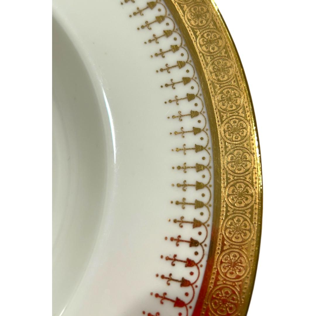 English Vintage Cauldon Translucent China for Tiffany & Co. White w/Gold Trim Bowls (6) For Sale