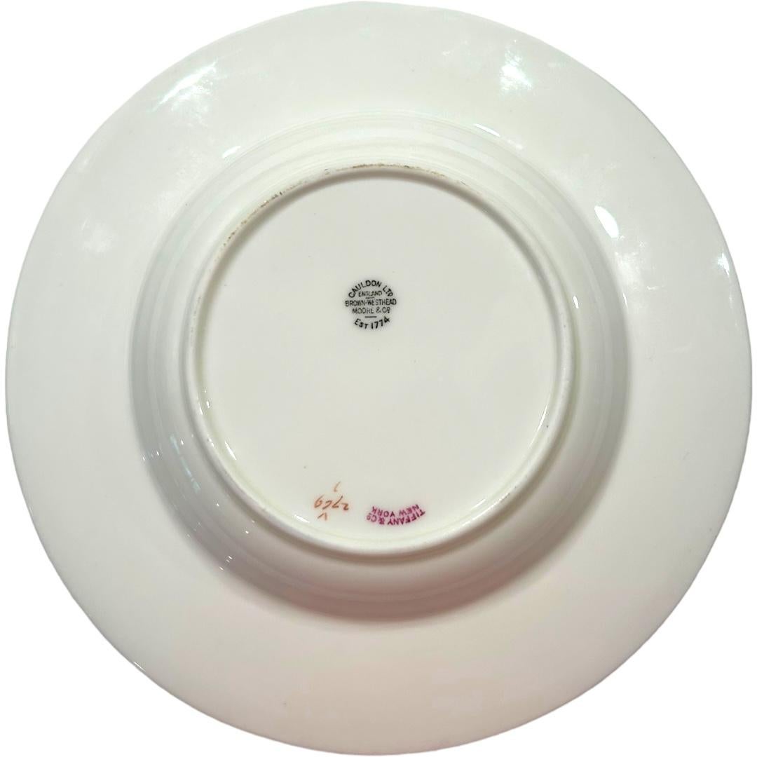 Porcelain Vintage Cauldon Translucent China for Tiffany & Co. White w/Gold Trim Bowls (6) For Sale