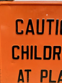 Vintage 'Caution - Children at Play' Metal Road Sign