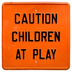 Vintage 'Caution - Children at Play' Metal Road Sign