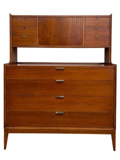 Vintage Cavalier Mid Century Modern Highboy Dresser Cabinet.