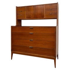 Vintage Cavalier Mid Century Modern Highboy Dresser Cabinet.
