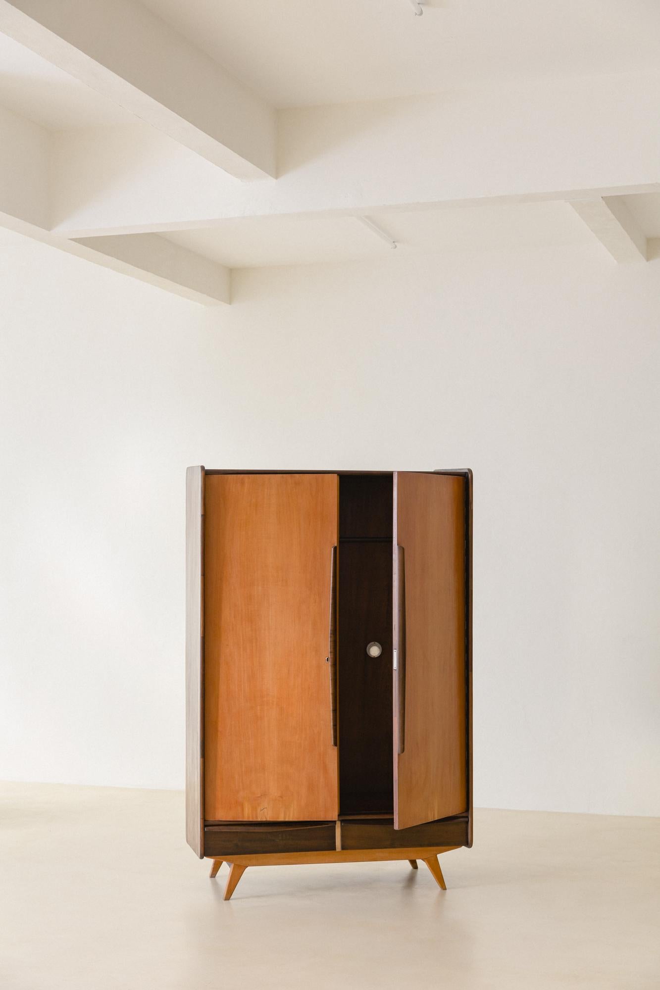 Mid-Century Modern Vintage Caviuna and Imbuia Wardrobe by Móveis Cimo, 1960s, Brazilian Midcentury For Sale