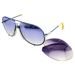 Lunettes de soleil vintage Cazal 901 monture bleue et blanche collector 1980's