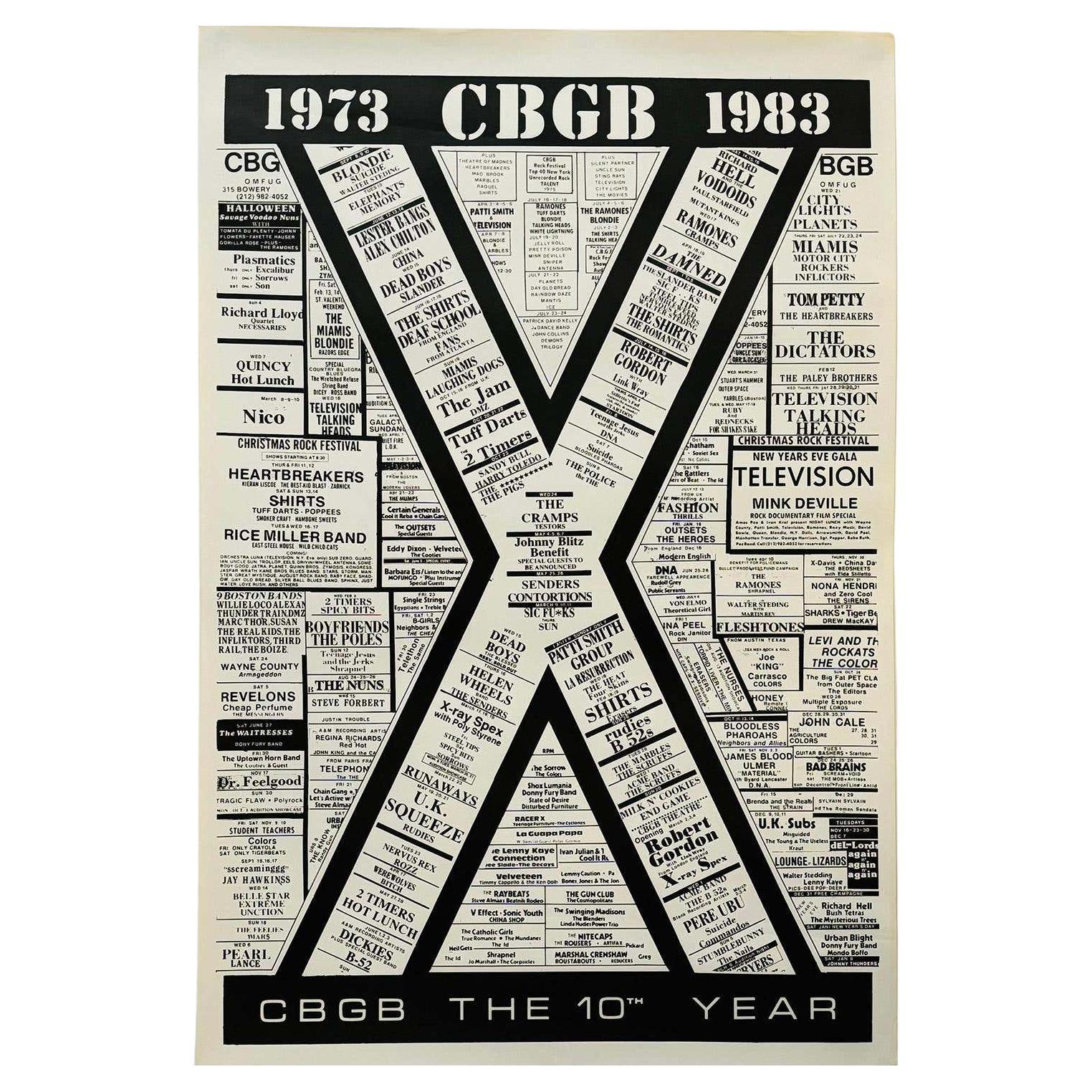 Vintage CBGB-Poster 1983 (CBGB-Poster zum 10-jährigen Jubiläum Patti Smith Talking Heads)