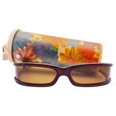 Occhiali da sole vintage C'BON Polaroid Wrap Around Brown 1960s Made In Italy