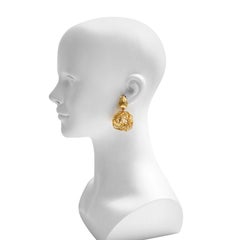 Vintage Cecile Jeanne Gold Tone Wire Round Ball EarringsCirca 1990s