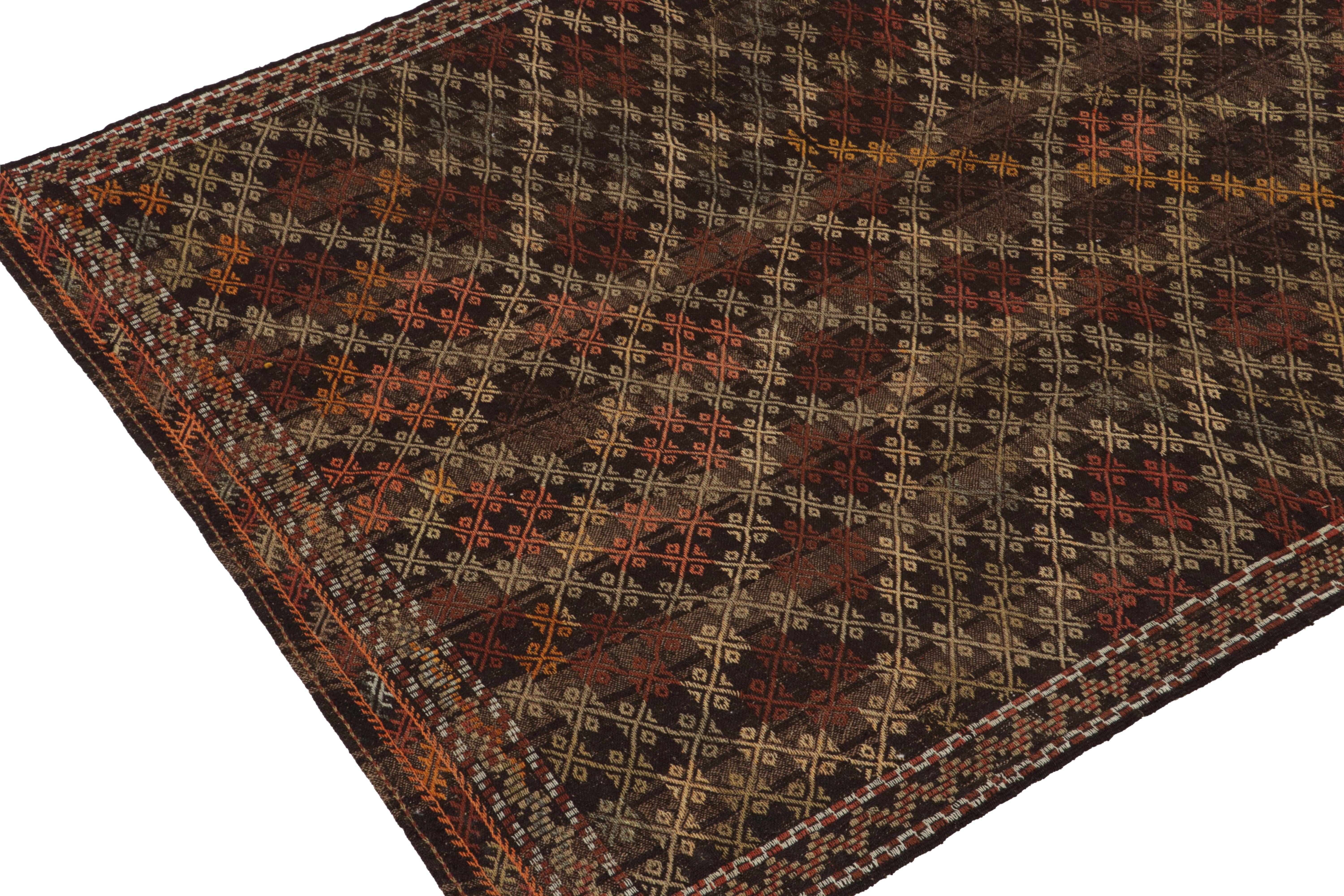 Vintage Cecim Kilim in Brown, Multicolor Geometric Tribal Pattern by Rug & Kilim In Good Condition For Sale In Long Island City, NY