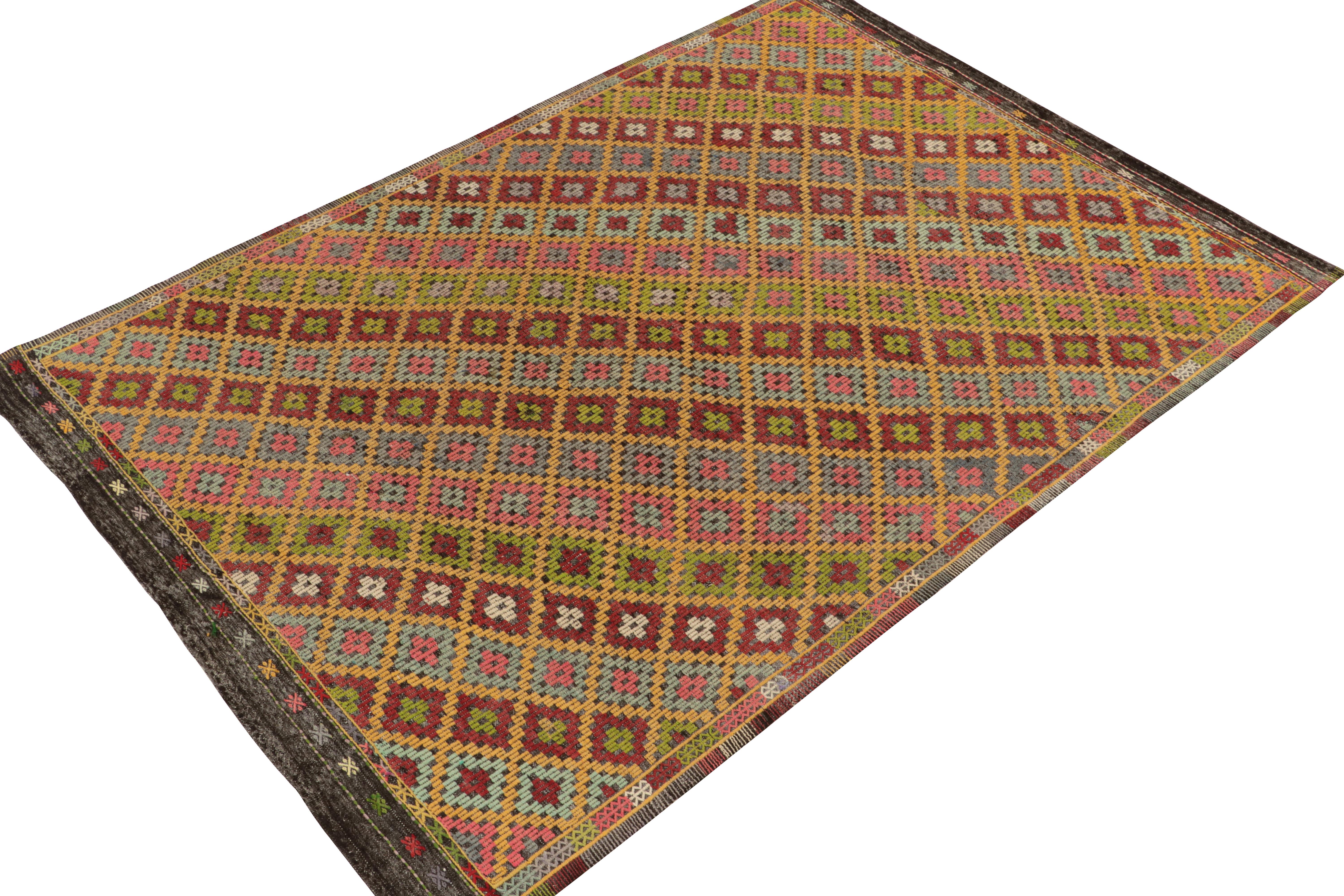 Turkish Vintage Cecim Kilim in Multicolor Tribal Pattern by Rug & Kilim For Sale