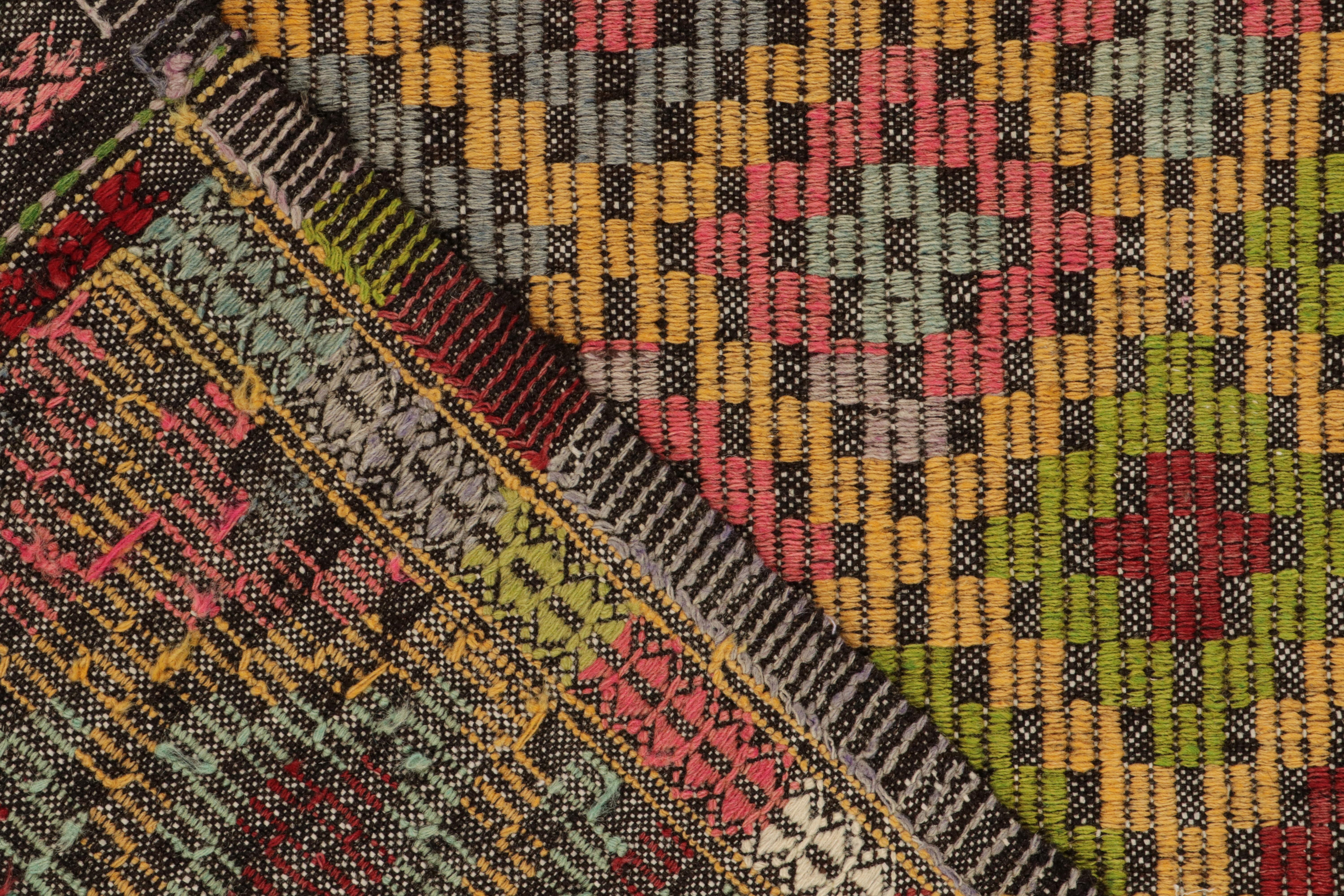 Wool Vintage Cecim Kilim in Multicolor Tribal Pattern by Rug & Kilim For Sale
