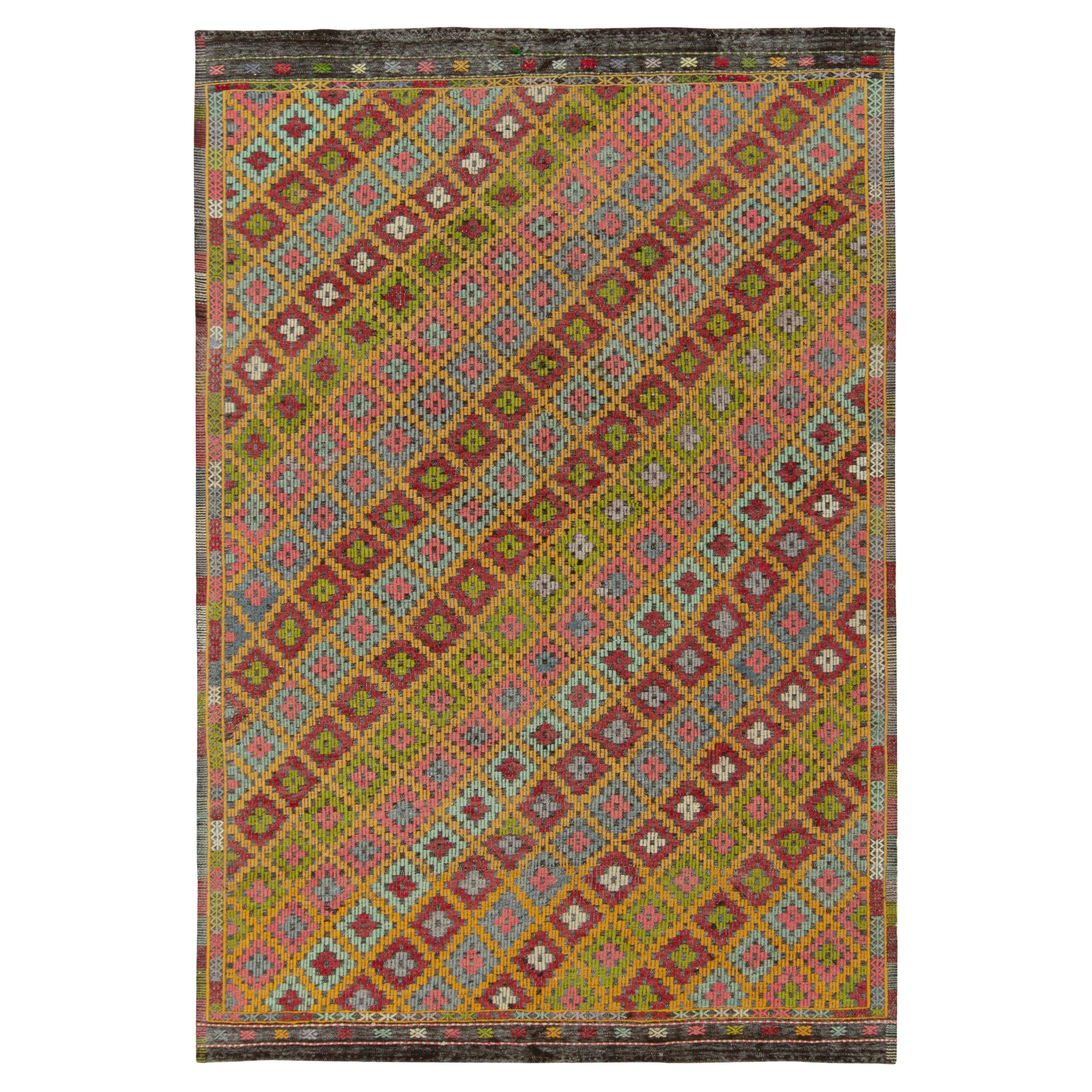 Vintage Cecim Kilim in Multicolor Tribal Pattern by Rug & Kilim For Sale