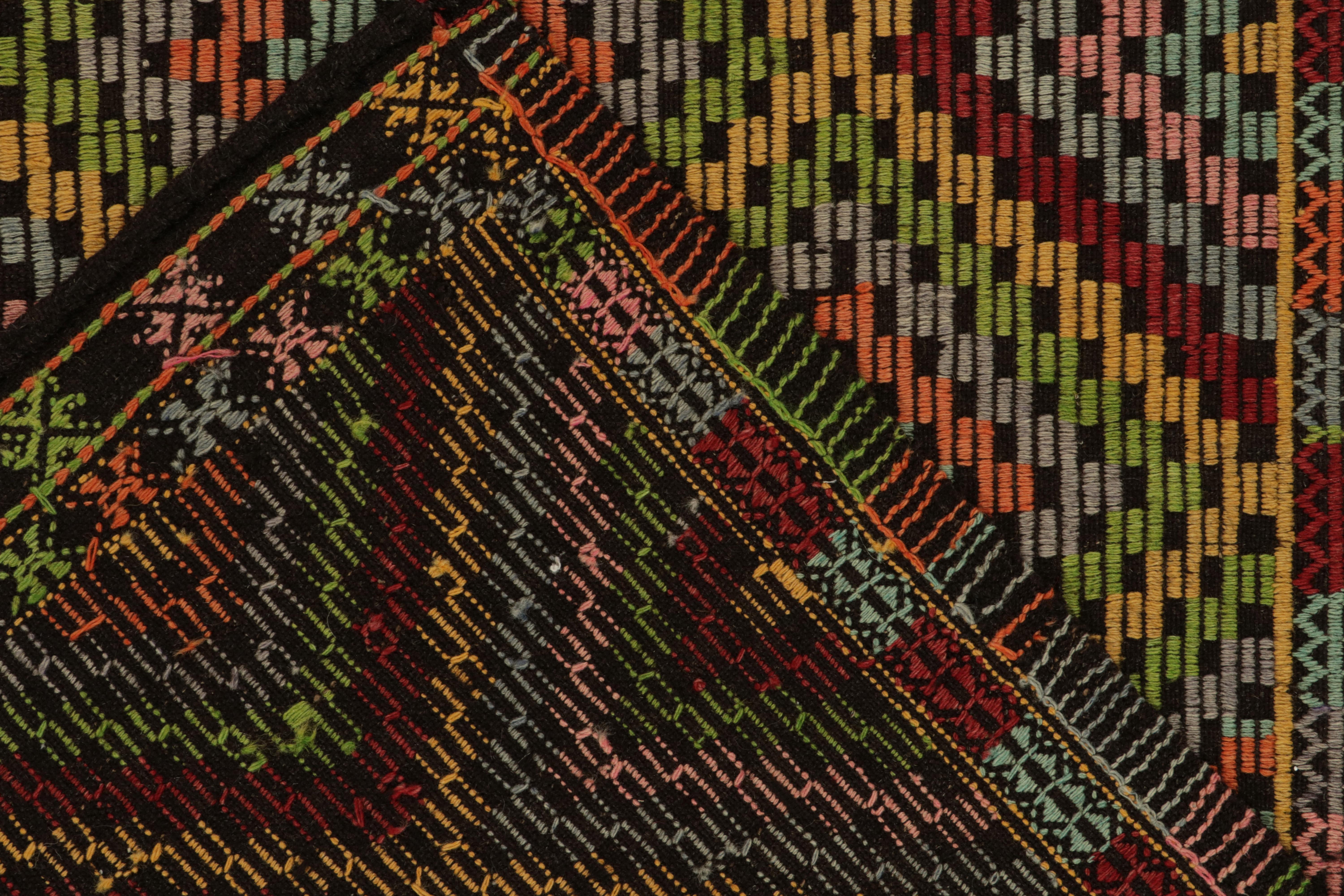 Wool Vintage Cecim Kilim in Vivid Multicolor Tribal Pattern, Diamond by Rug & Kilim For Sale