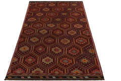 Vintage Cecim Kilim Rug in Red and Gold Tribal Geometric Pattern by Rug & Kilim