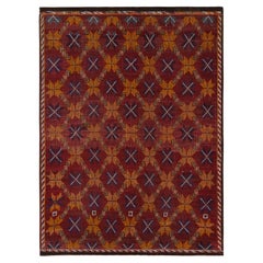 Tapis Kilim vintage Cecim à motifs géométriques tribaux rouge et orange par Rug & Kilim