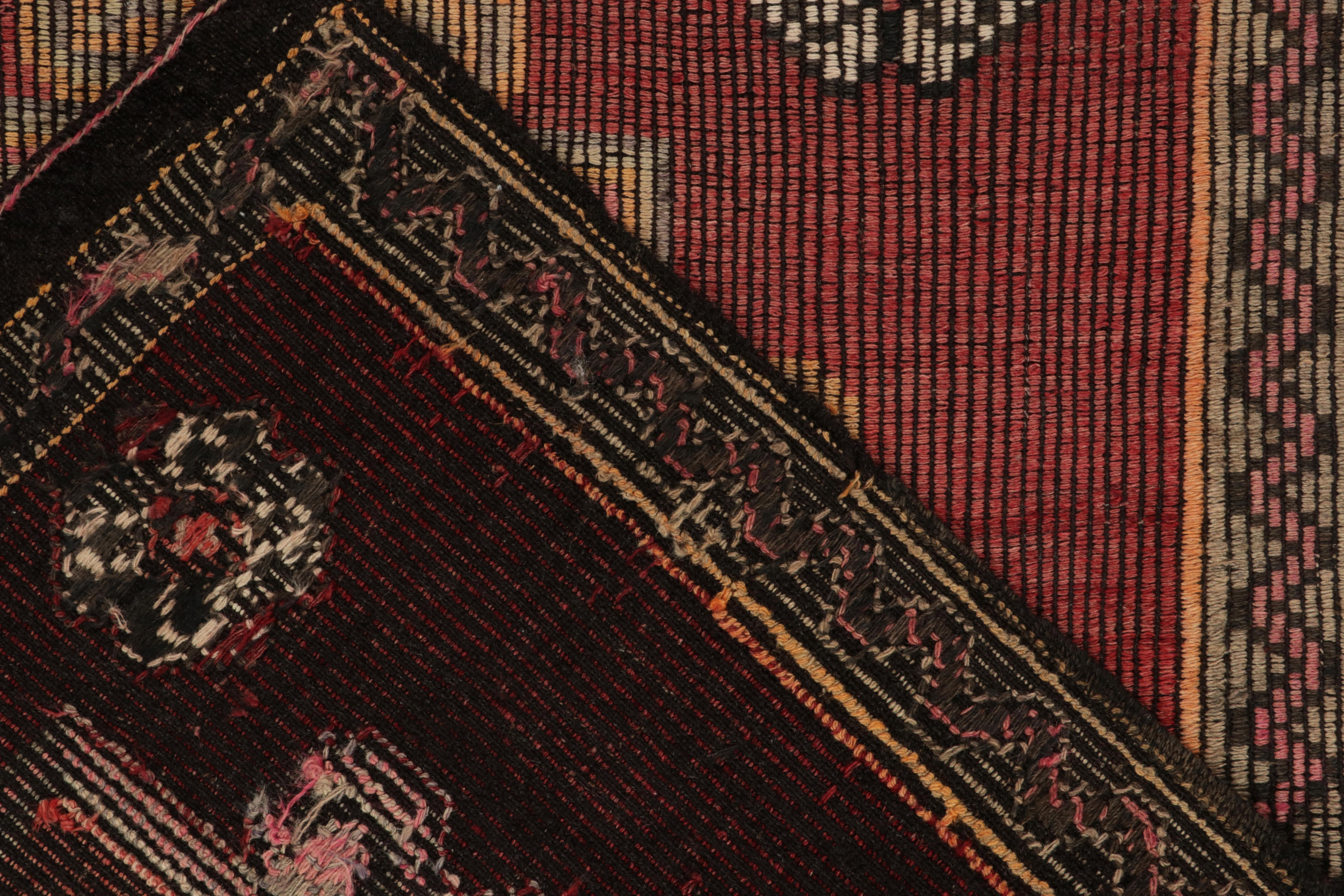 Mid-20th Century Vintage Kilim Rug in Red, Brown Tribal Geometric Floral Pattern by Rug & Kilim For Sale