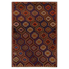 Retro Kilim Rug in Red, Multicolor Tribal Geometric Patterns by Rug & Kilim