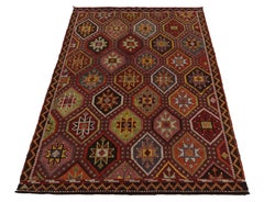 Vintage Cecim Kilim Rug in Red, Polychromatic Tribal Pattern by Rug & Kilim
