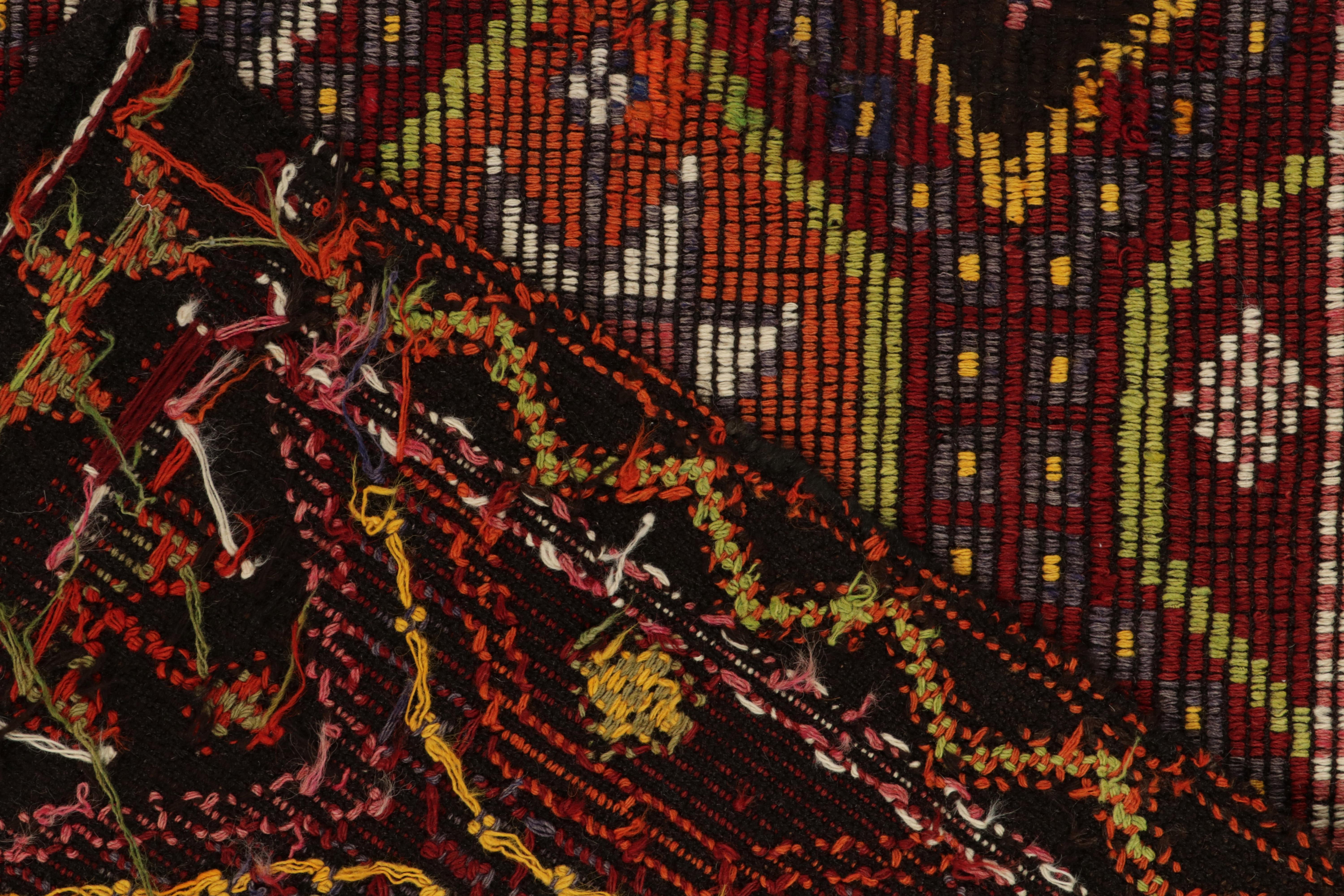 Wool Vintage Cecim Kilim Rug in Red, Polychromatic Tribal Pattern by Rug & Kilim For Sale