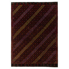 Tapis Kilim tribal Cecim vintage à motifs géométriques noirs et rouges par Rug & Kilim