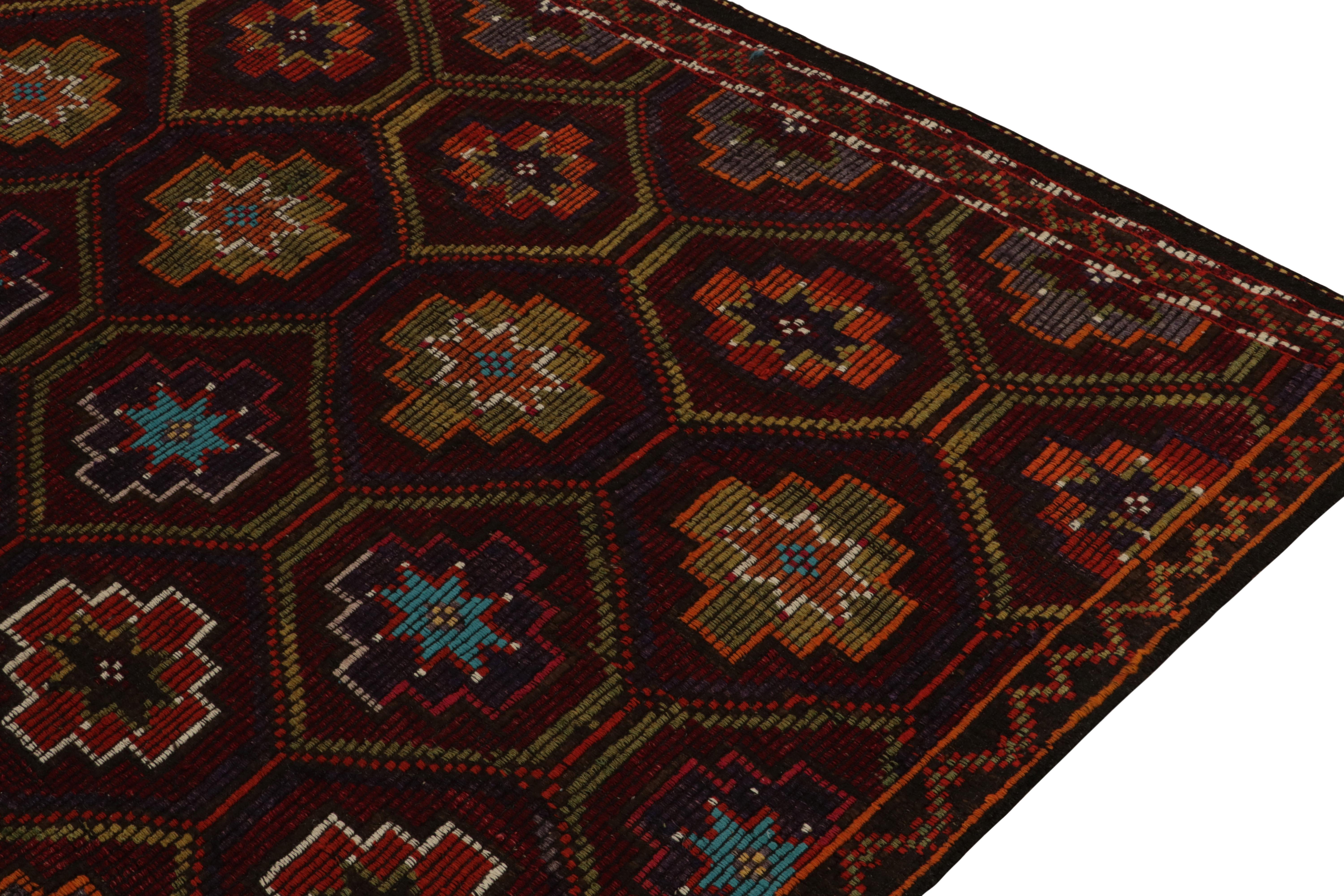 Mid-20th Century Vintage Cecim Tribal Kilim Rug in Red, Multicolor Geometric Pattern For Sale