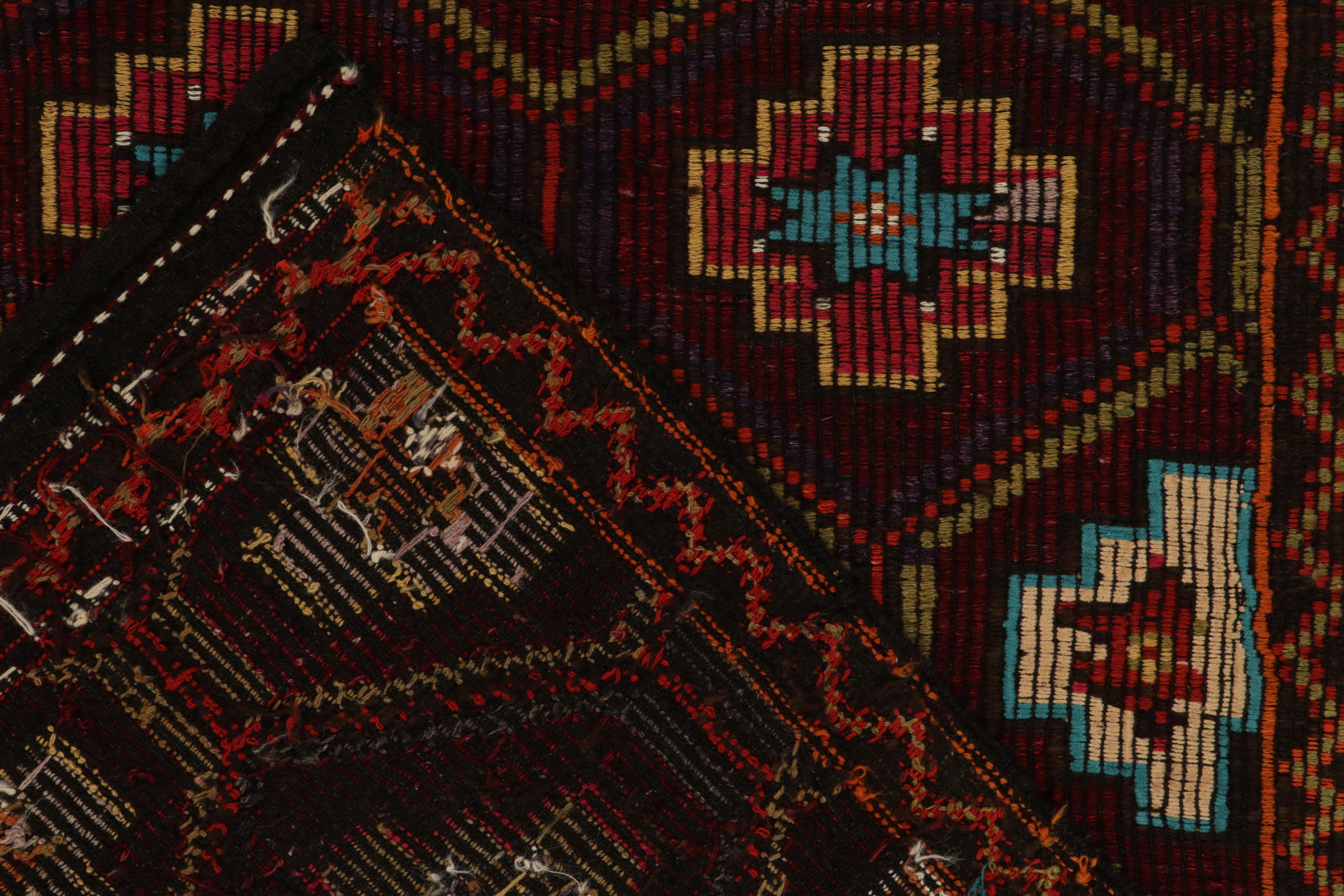 Wool Vintage Cecim Tribal Kilim Rug in Red, Multicolor Geometric Pattern For Sale