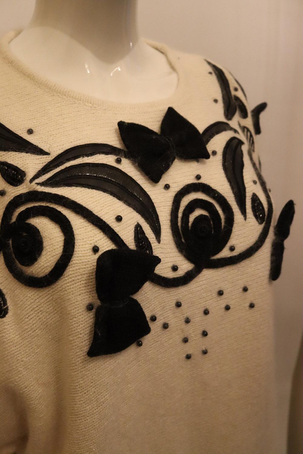 Vintage Cedars Jumper with Leather and Velvet Detail For Sale 2