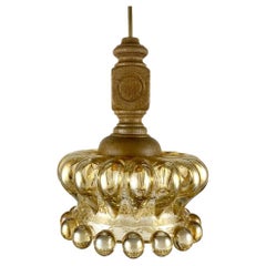 Lustre de plafond vintage  Lampe suspendue inhabituelle en verre et bois par ME Marbach