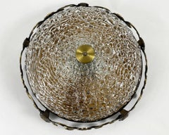 Plafón vintage de latón y cristal tallado