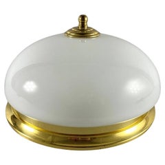 Vintage Ceiling Flush Mount Lamp with Opaline Glass Shade and Brass Fitting