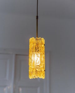 Vintage Deckenleuchte von Carl Fagerlund für Orrefors - Goldfarbenes Gussglas, 1960er Jahre
