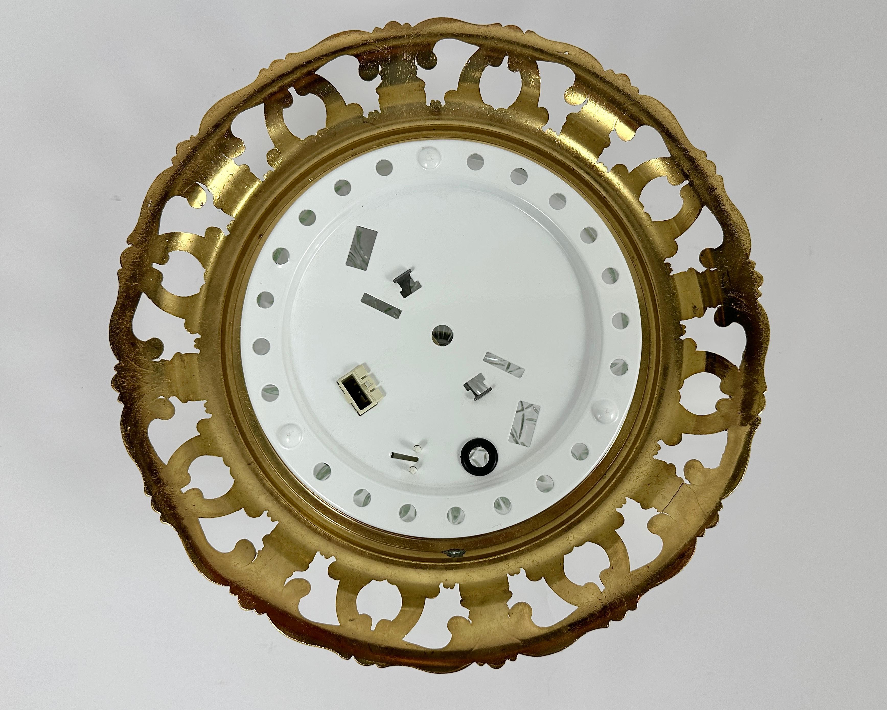 Vintage Ceiling Lamp Flush Mount Crystal Light Fixture with Brass Trim, Massive 1