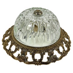 Vintage Ceiling Lamp Flush Mount Crystal Light Fixture with Brass Trim, Massive