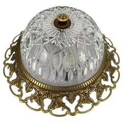 Vintage Ceiling Lamp from Spain Made of Brass and Pressed Crystal