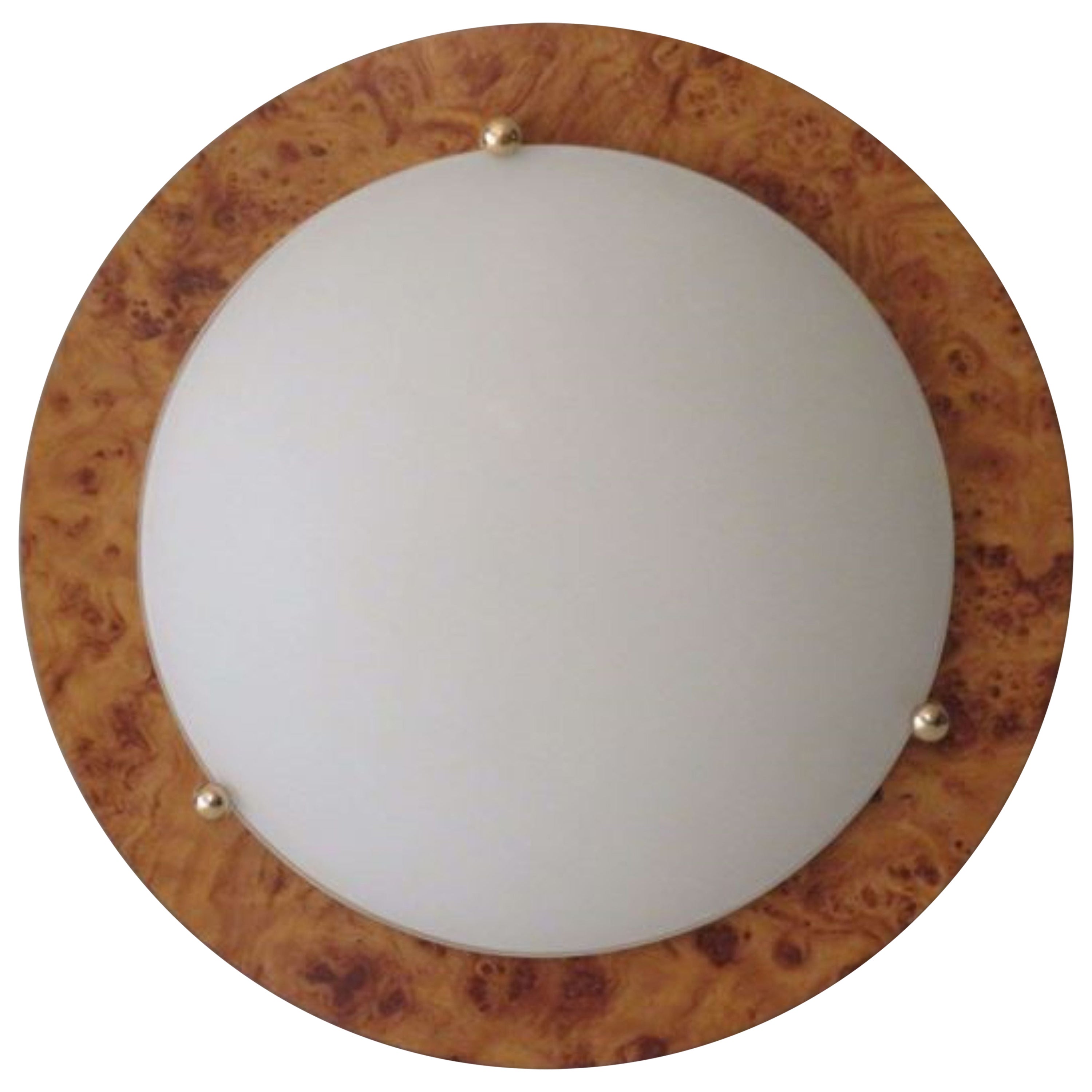 Lámpara de techo vintage, cristal e imitación madera de arce, España 1970 en venta